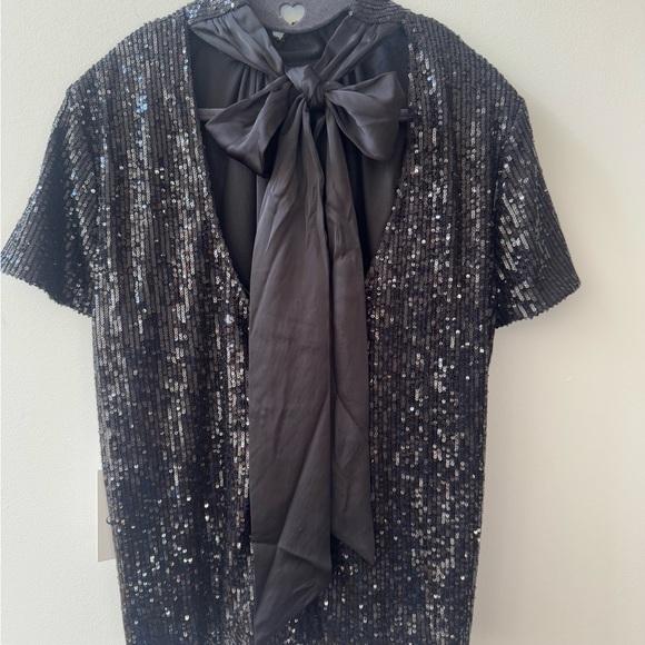 CeCe Black Sequin Blouse - Picture 6 of 10